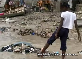 Little Girl In Haiti In Flood Water