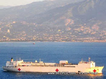 US Navy Hospital Ship - USNS Comfort In Haiti