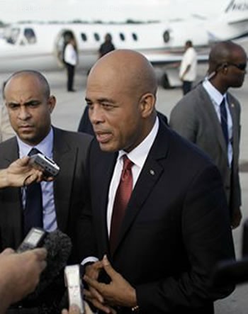 President Martelly Interview At Cuba Airport