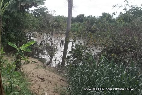 Flooded river in rural Haiti