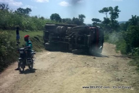 Car Accident Haiti - Truck Turnover - Boc Banic Haiti