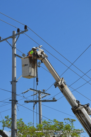 EDH doing Electricity Repairs in Gonaives before Kanaval 2014