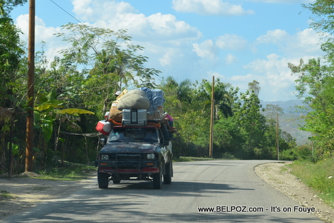 Haiti - A Loaded Traffic Pickup Truck coming from La Chapelle