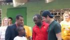 Wycleff Jean and Brad Pitt in Haiti