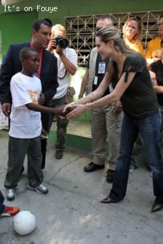 Angelina Jolie and a Haitian boy