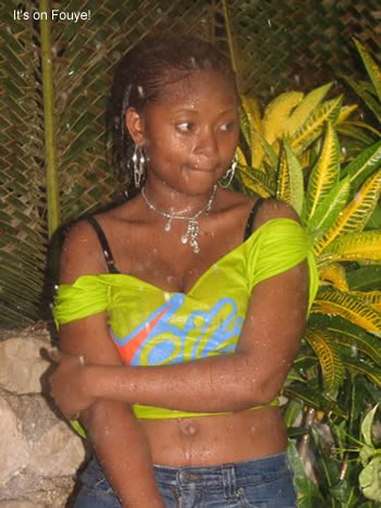 Haitian girl, all wet