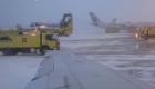 Jet plane deicing at Canada Trudeau airport