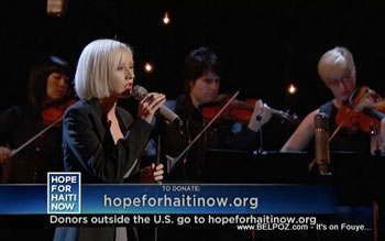 Christina Aguilera Hope For Haiti Now Telethon