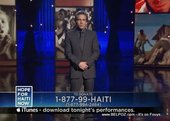 Ben Stiller Hope For Haiti Now Telethon