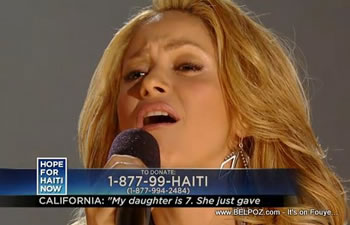 Shakira Hope For Haiti Now Telethon