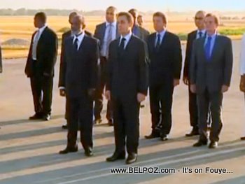 President Sarkozy And President Preval At Haiti Airport