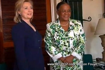 Hillary Clinton Meets With Mirlande Manigat In Haiti