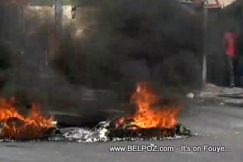 Anti Preval Protest Haiti 7 Fevrier 2011 Tires Burning