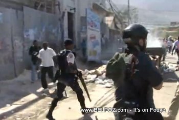 Anti Preval Protest Haiti 7 Fevrier 2011 Haitian Riot Police