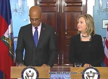 Hillary Clinton And Michel Martelly At The US State Department