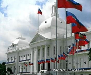Haiti National Palace Decorated With Haitian Flags